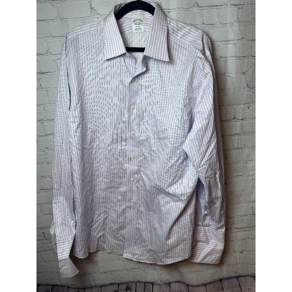 Brooks Brothers Regent Dress Shirt Non-Iron Striped Button Up 17-36